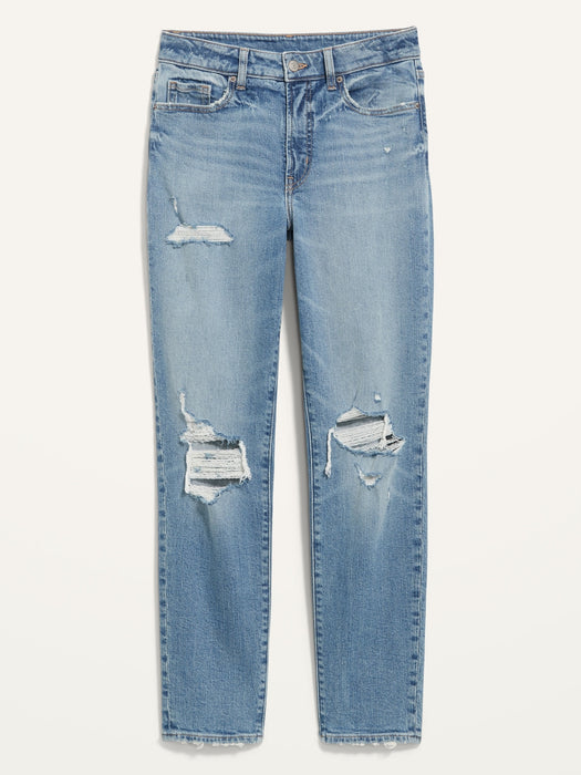 High-Waisted OG Straight Ripped Ankle Jeans