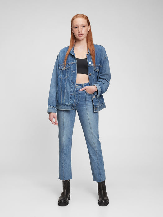 High Rise Cheeky Straight Jeans with Washwell