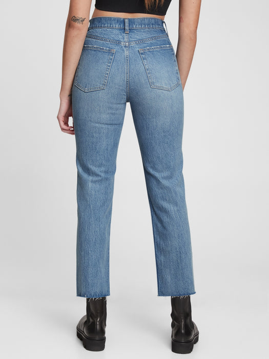 High Rise Cheeky Straight Jeans with Washwell