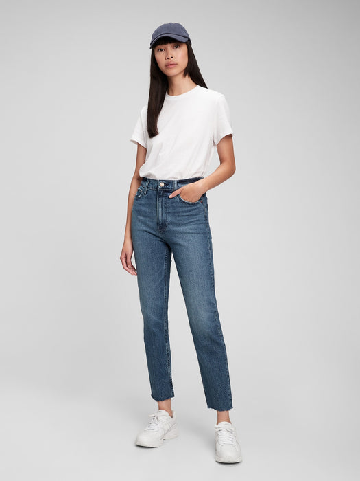 Sky High Rise Cheeky Straight Jeans with Washwell