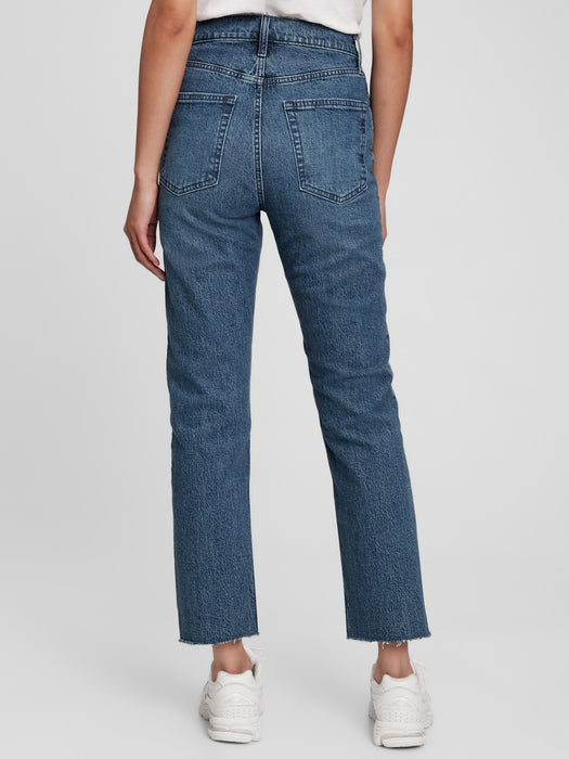 Sky High Rise Cheeky Straight Jeans with Washwell