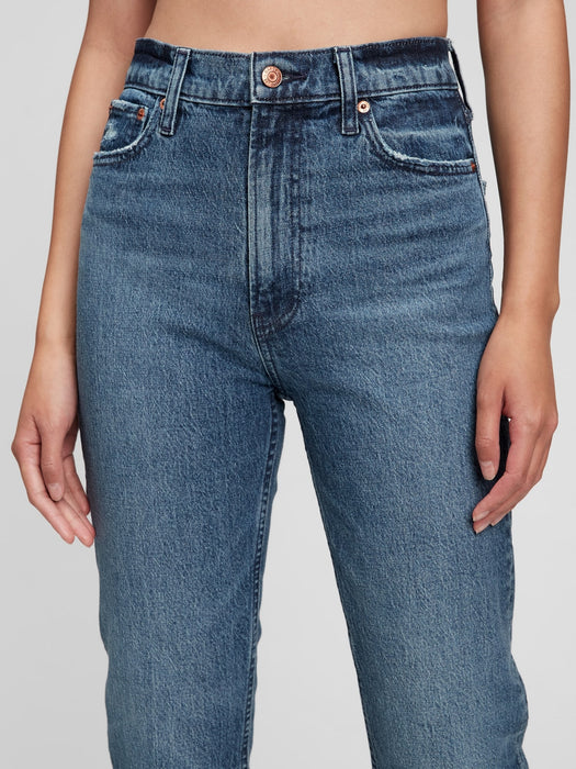 Sky High Rise Cheeky Straight Jeans with Washwell