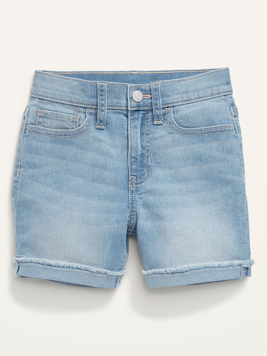 High-Waisted Frayed-Hem Jean Midi Shorts for Girls