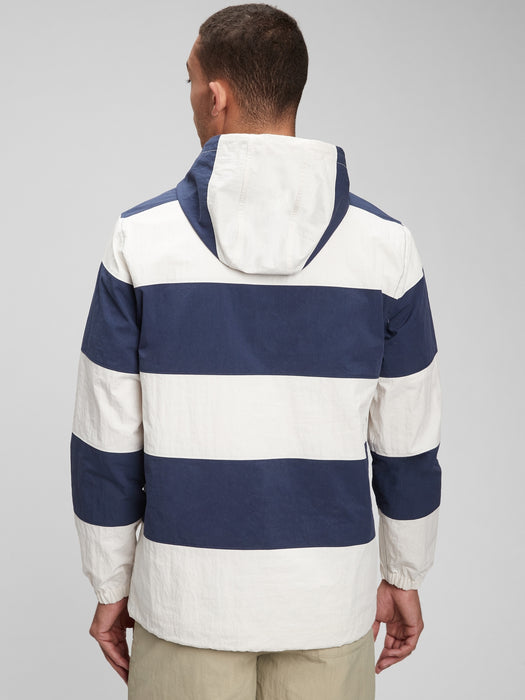 Rugby Stripe Pullover Hooded Jacket