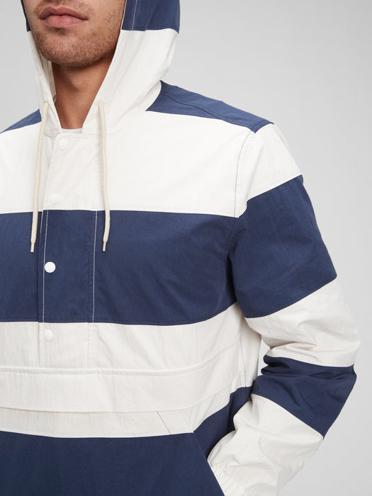 Rugby Stripe Pullover Hooded Jacket