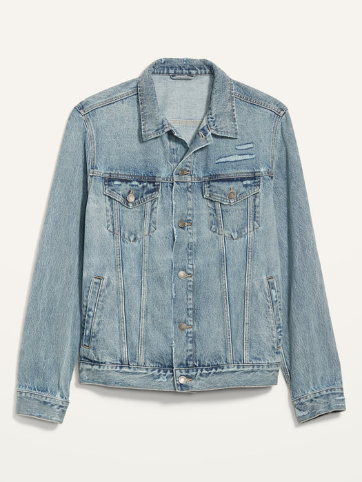 Distressed Non-Stretch Jean Jacket for Men