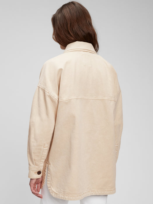 Oversized Khaki Shirt Jacket with Washwell