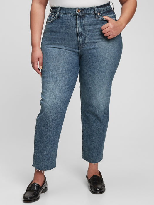 Sky High Rise Cheeky Straight Jeans with Washwell