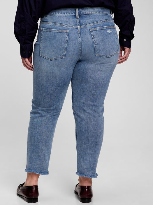 Mid Rise Girlfriend Jeans with Washwell