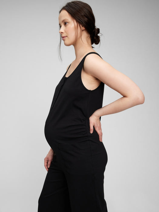 Maternity Knit Button-Front Jumpsuit