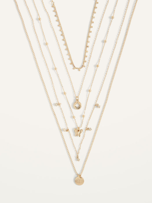 Gold-Toned Five-Strand Layered Necklace for Women