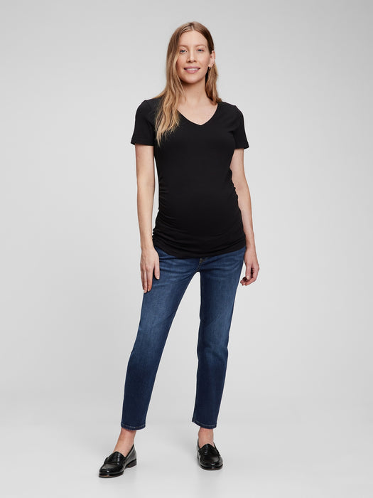 Maternity True Waistband Full Panel Cheeky Straight Jeans with Washwell