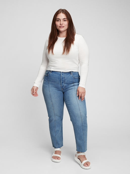 High Rise Cheeky Straight Jeans with Washwell