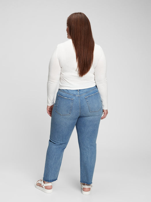 High Rise Cheeky Straight Jeans with Washwell