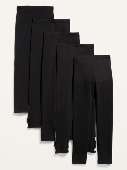 Full-Length Built-In Tough Leggings 5-Pack for Girls