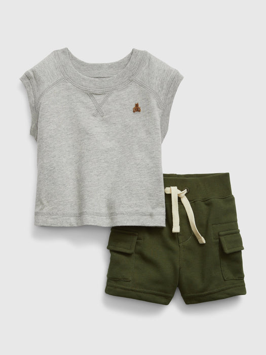 Baby Sweatshirt & Cargo Shorts Outfit Set