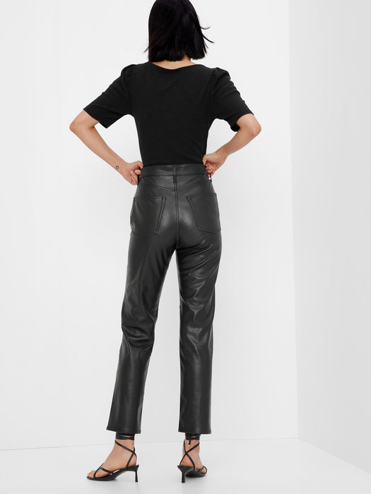 Sky High Rise Vegan Leather Cheeky Straight Pants