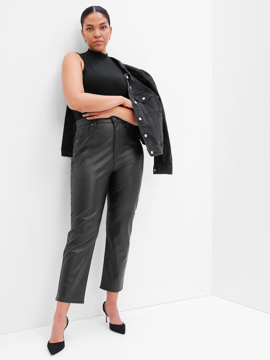 Sky High Rise Vegan Leather Cheeky Straight Pants