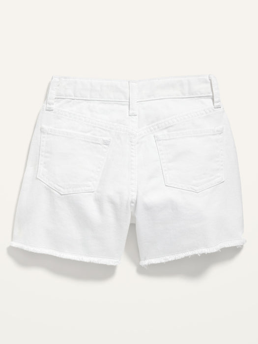 High-Waisted Frayed-Hem Twill Shorts for Girls