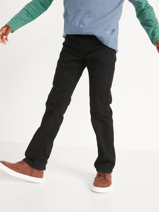 Straight-Leg Built-In Flex Black Jeans for Boys