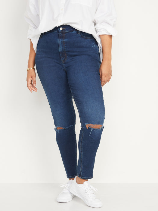 High-Waisted Rockstar Super Skinny Ripped Jeans for Women