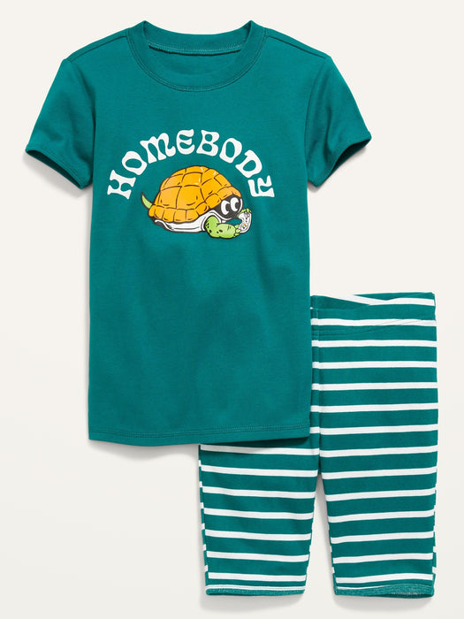 Gender-Neutral Snug-Fit Pajama Shorts Set for Kids