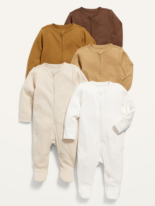 Unisex 2-Way-Zip Sleep & Play Footed One-Piece 5-Pack for Baby