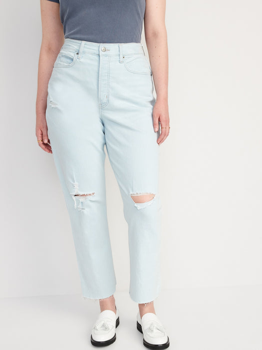 Curvy High-Waisted Button-Fly OG Straight Ripped Side-Split Ankle Jeans for  Women