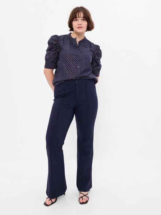 High Rise Ponte Split Flare Pants