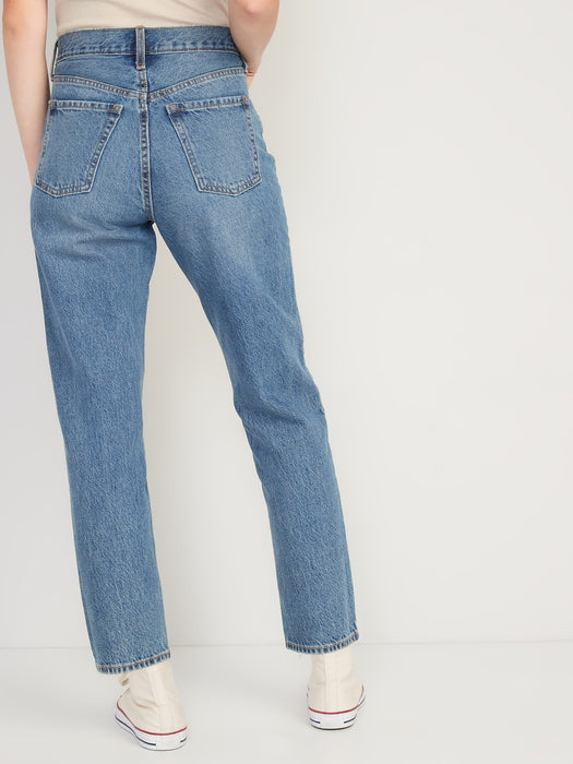 Extra High-Waisted Button-Fly Sky-Hi Straight Non-Stretch Cropped Jeans