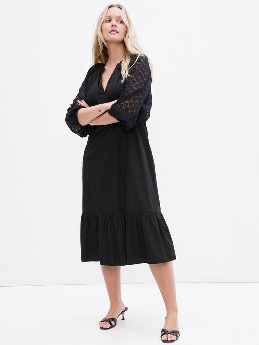 Lace Sleeve Midi Dress