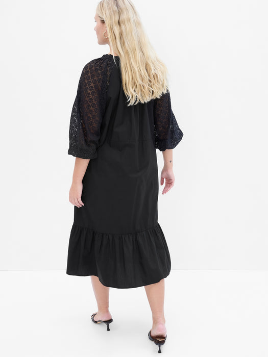 Lace Sleeve Midi Dress