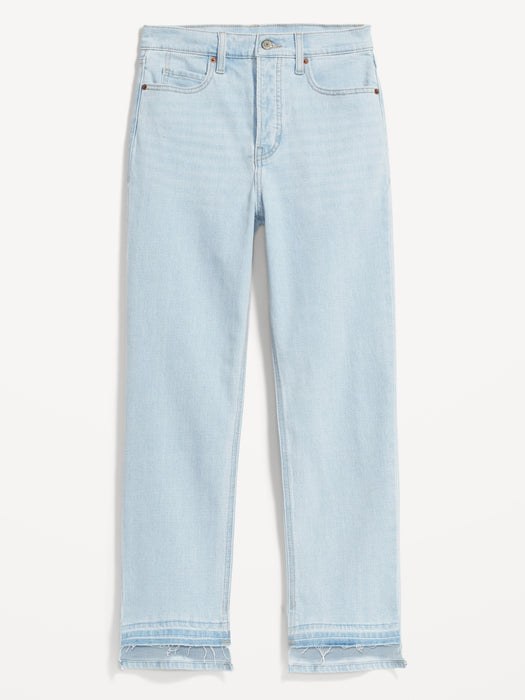 Extra High-Waisted Button-Fly Sky-Hi Straight Cut-Off Jeans