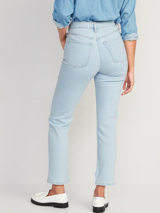 Extra High-Waisted Button-Fly Sky-Hi Straight Cut-Off Jeans