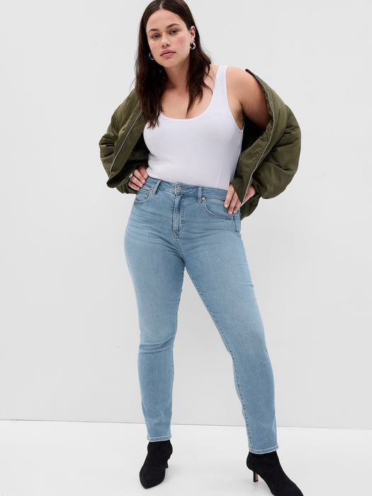 High Rise Classic Straight Jeans with Washwell