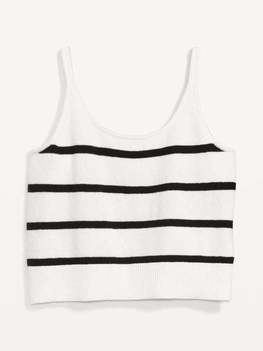 Striped Cozy Cropped Sweater Tank Top for Women