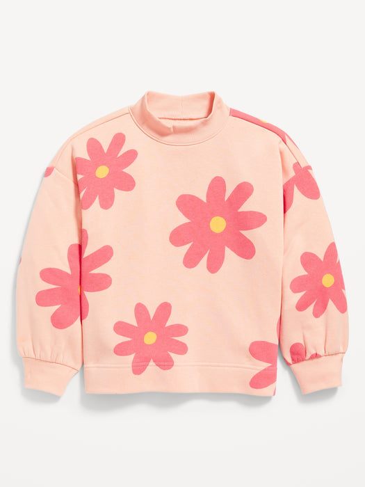 Mock-Neck Graphic Cocoon Sweatshirt for Girls