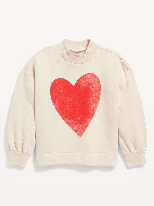 Mock-Neck Graphic Cocoon Sweatshirt for Girls