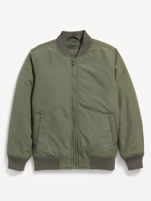 Water-Resistant Zip-Front Bomber Jacket for Boys