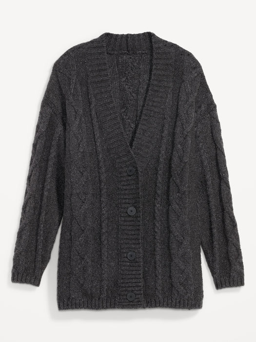 Oversized Chunky Cable-Knit Cardigan Sweater for Women