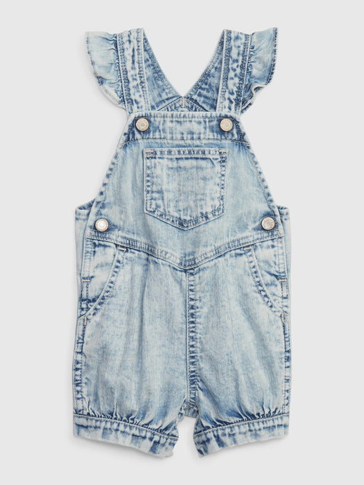 Baby 100% Organic Cotton Ruffle Denim Shortall with Washwell