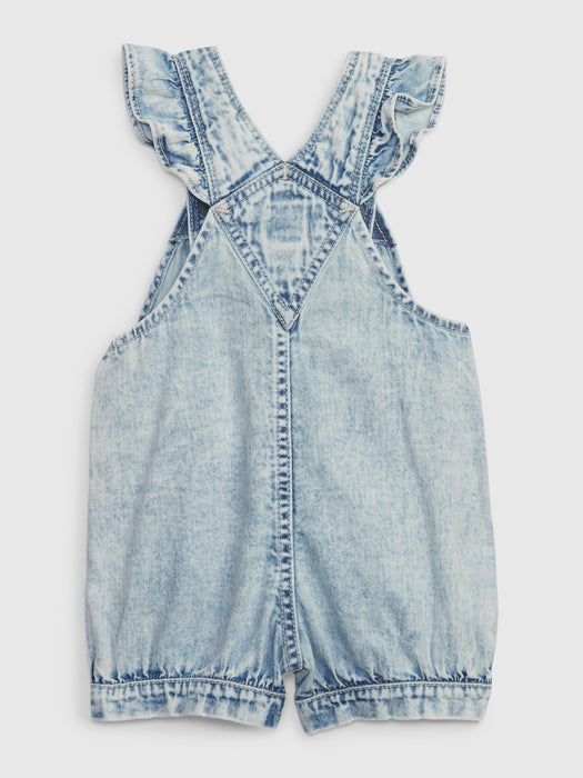 Baby 100% Organic Cotton Ruffle Denim Shortall with Washwell