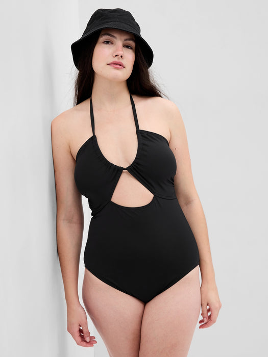 Recycled Halter One-Piece Swimsuit