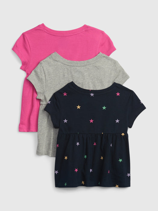 Toddler Organic Cotton Mix and Match Peplum Top (3-Pack)