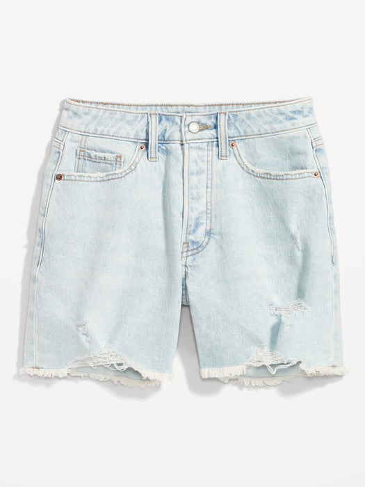 Curvy High-Waisted Button-Fly OG Straight Cut-Off Jean Shorts for Women -- 5-inch inseam