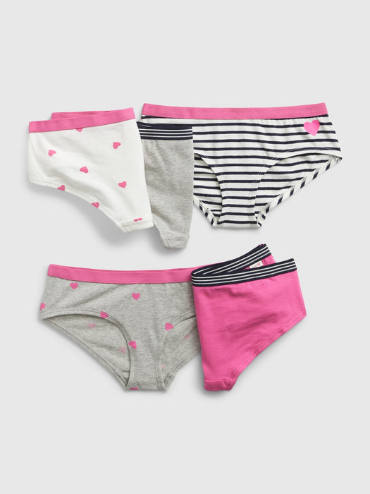 Kids Organic Cotton Heart Hipster Briefs (5-Pack)