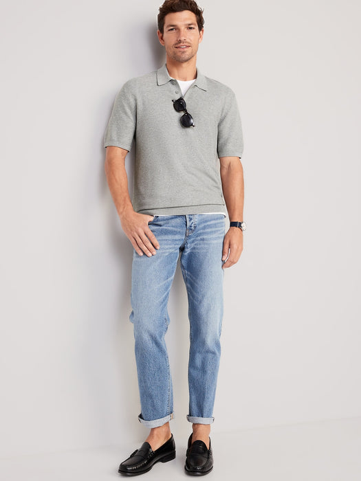 Short-Sleeve Polo Pullover Sweater for Men