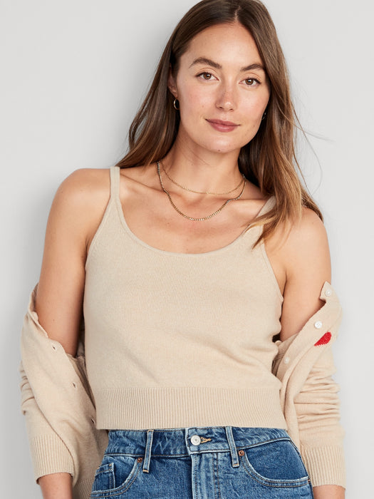 Cozy Cropped Sweater Tank Top for Women