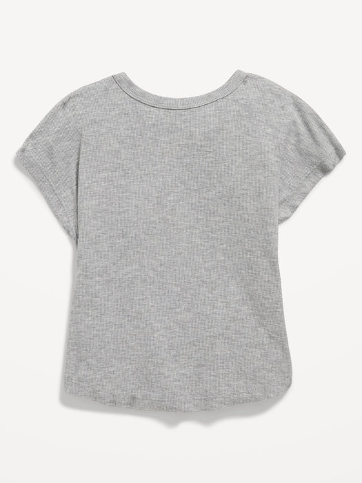 UltraLite Short-Sleeve Rib-Knit Side-Ruched T-Shirt for Girls