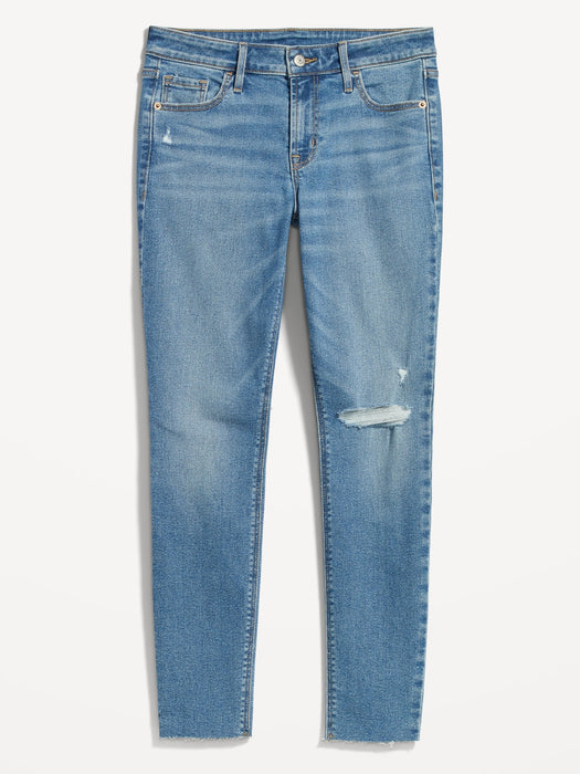 Mid-Rise Rockstar Super-Skinny Cut-Off Ankle Jeans